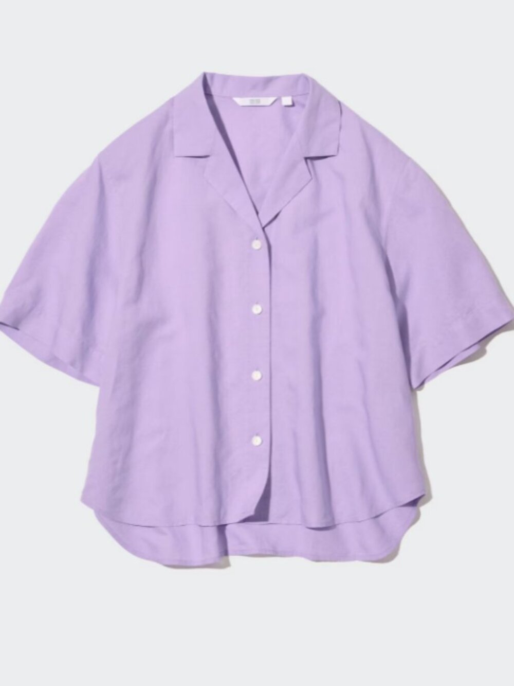 Uniqlo Linen Blend Open Collar Short Sleeved Shirt